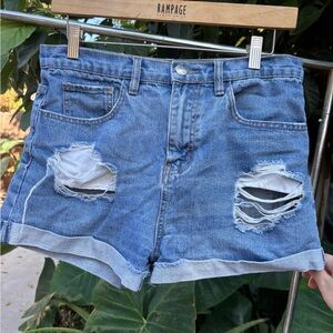 Forever 21 Blue Distressed Jean Shorts